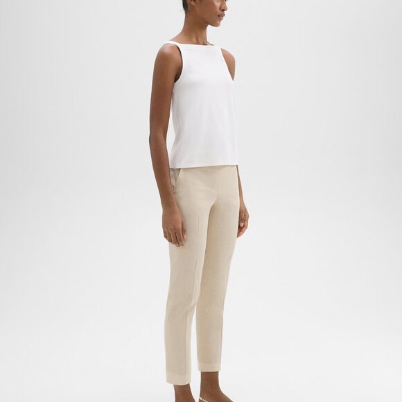 NWT Theory Linen Pants, Wheat Melage (Tan) - Picture 5 of 9